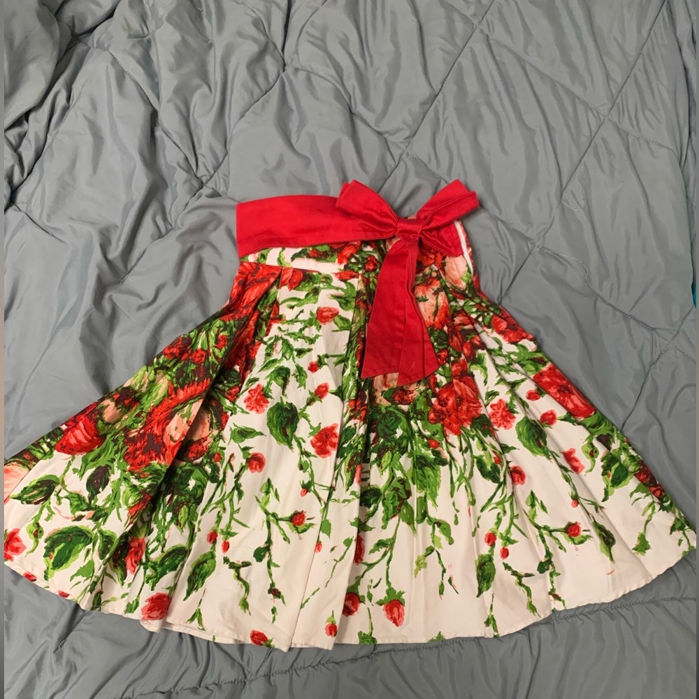 Pinup Couture Floral Pleated Bow Skirt